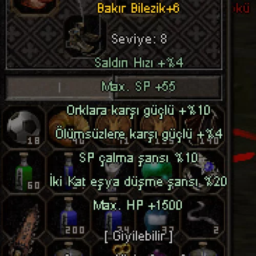  20 Eşya Düşürmeli Bilezik ve +7 Abanoz Küpe Seti